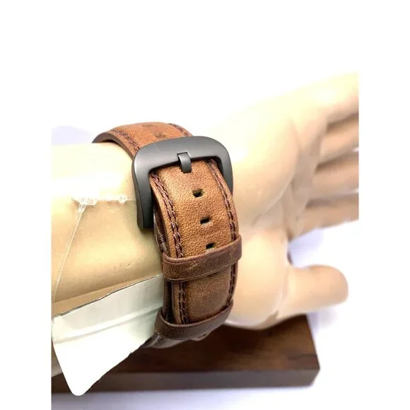 Shinola Men's Watch S0120065287 Runwell Quartz Blue Dial Brown Leather 47mm